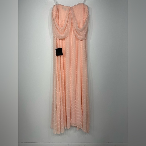 NWT Lulus go my heart true blush swiss dot off shoulder maxi dress size M - Picture 8 of 15